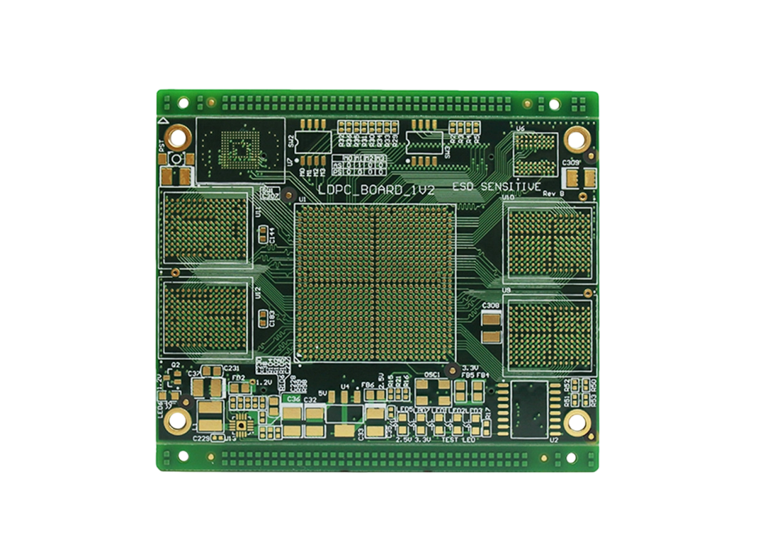 绿色方形PCB实物展示